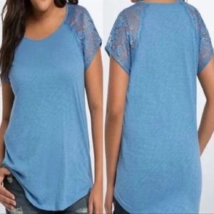 Torrid Lace Embroidered Sleeves T-shirt